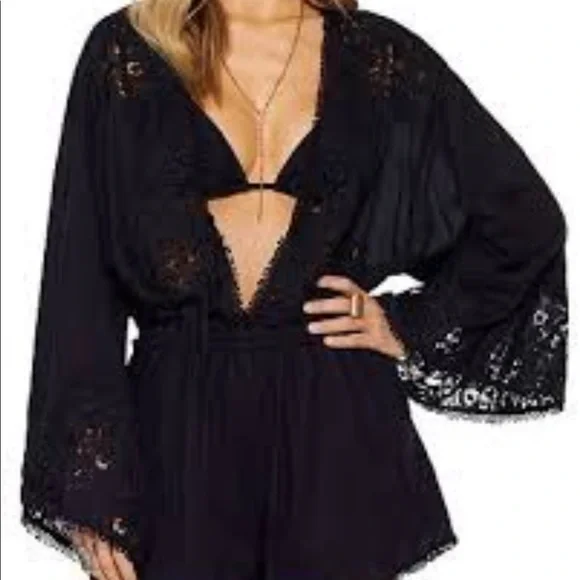 RAMY BROOK DIA 100%COTTON LONG SLEEVE ROMPER black - Picture 3 of 13